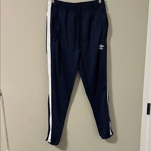 Umbro Navy Blue Track Pants with White Stripes